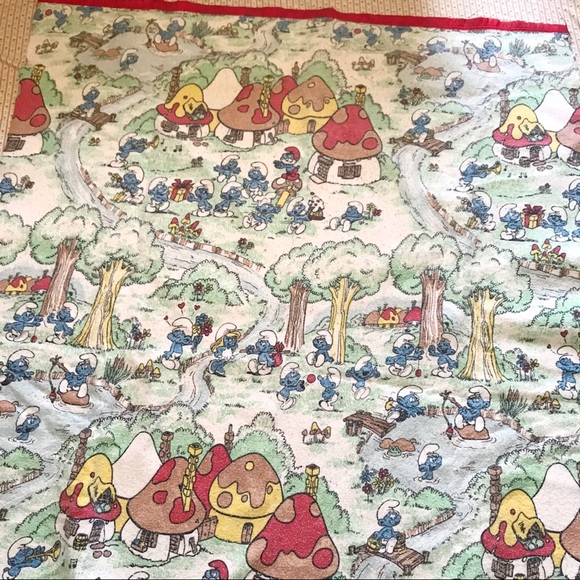 Vintage 80s Smurf Blanket Esmond - Picture 1 of 4